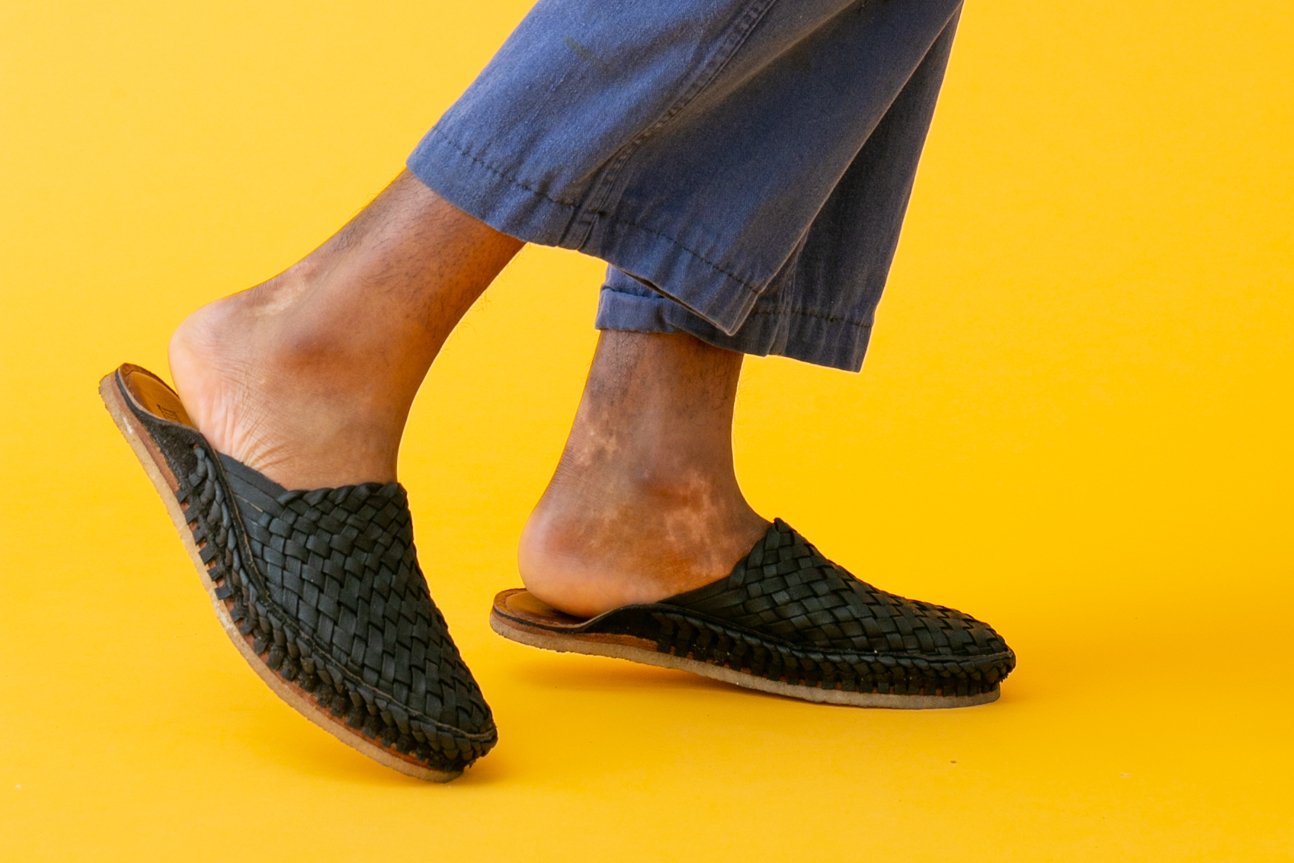 Men's Leather City Slippers | Mohinders | Shop Woven Sandals